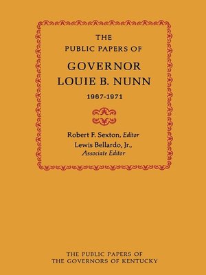 cover image of The Public Papers of Governor Louie B. Nunn